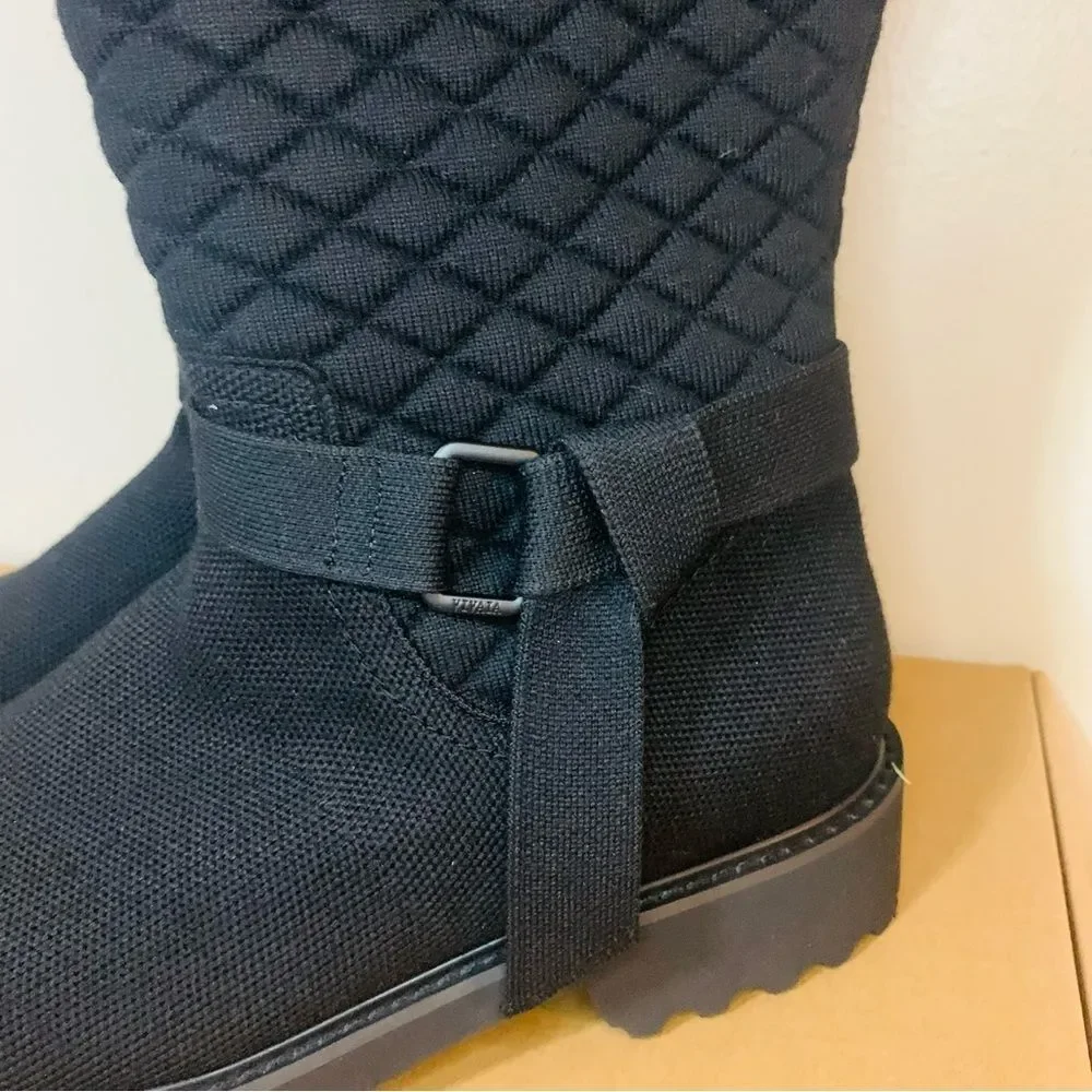 Vivaia Black Wool Biker Boots Water Resistant Round Toe size 9.5/41